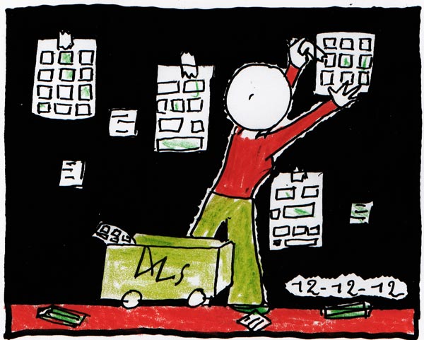 illustration al Schwalb - tous droits reserves les deux pieds dans l'encre emmenagent